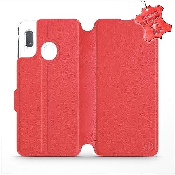 Kryt na mobil Flip pouzdro na mobil Samsung Galaxy A20e - Červené - kožené -   Red Leather