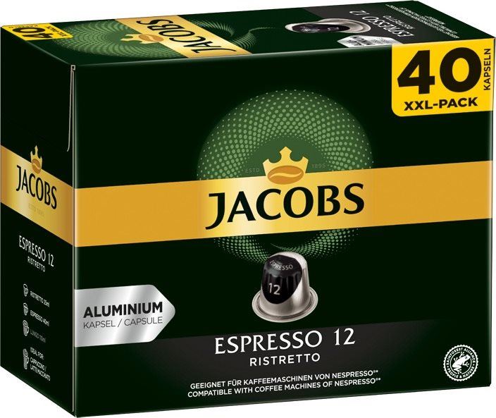 Kávové kapsle Jacobs Espresso Ristretto intenzita 12, 40ks kapslí pro Nespresso®*