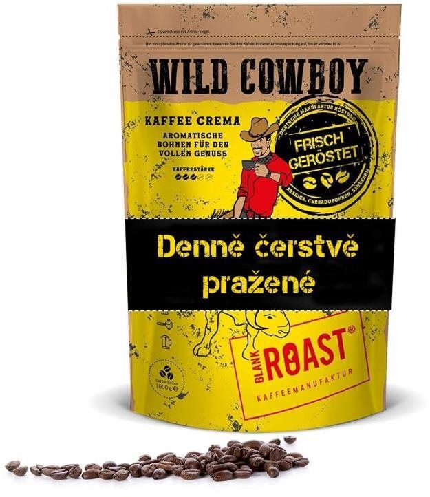 Káva Blank Roast Zrnková káva Wild Cowboy Crema 1000 g - s hickory dřevem Arabica 100%