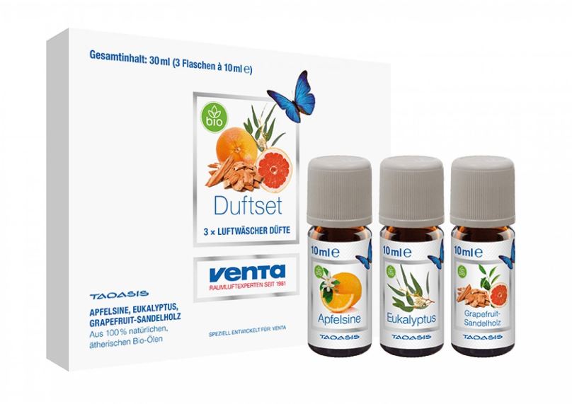 Sada esenciálních olejů VENTA Organická esencialní vůně (Apfelsinen, Eukalyptus, Grapefruit-Sandelholz)