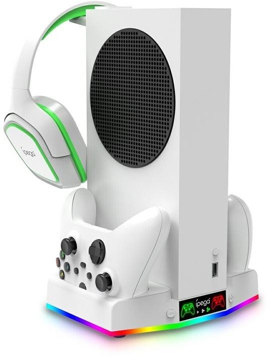 Stojan na herní konzoli iPega XBS011S Multifunkční Nabíjecí RGB Stojan s Chlazením pro Xbox Series S + 2ks Baterií