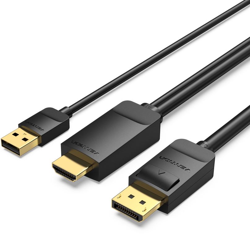 Video kabel Vention HDMI to DisplayPort (DP) 4K@60Hz Cable 2m Black