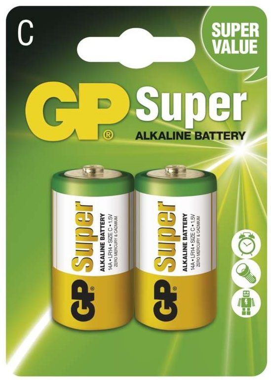 Jednorázová baterie GP Super Alkaline LR14 (C) 2ks v blistru