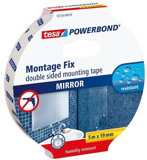 Lepicí páska tesa Powerbond Montážní oboustranná pěnová páska na zrcadla, bílá, 5m:19mm