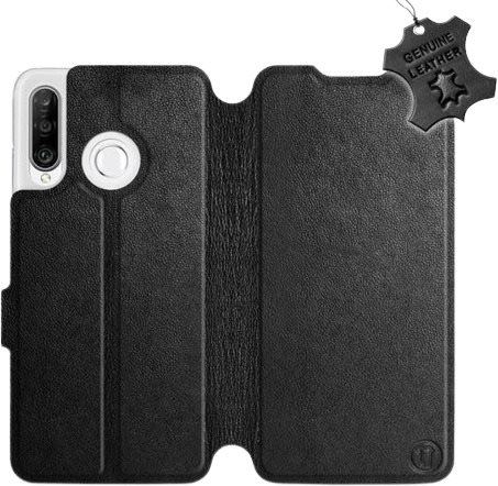 Kryt na mobil Flip pouzdro na mobil Huawei P30 Lite - Černé - kožené - Black Leather