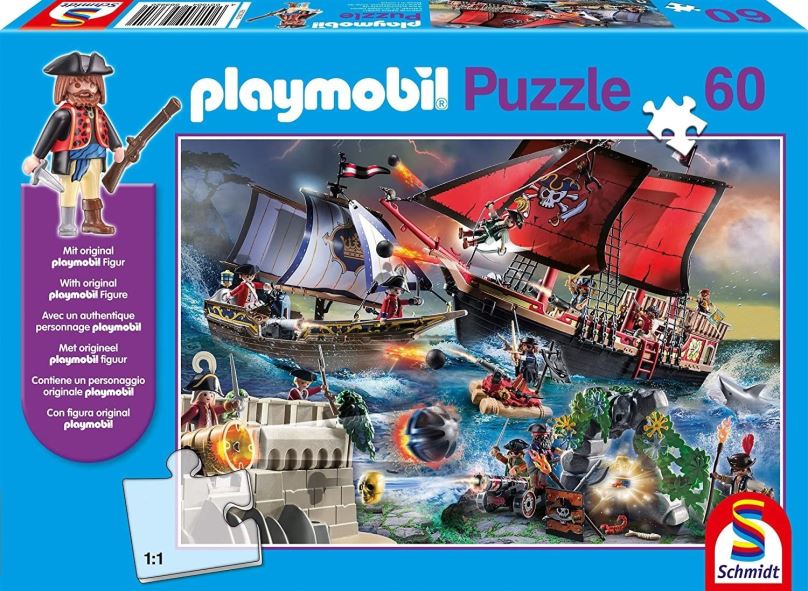 Puzzle Puzzle Playmobil Piráti 60 dílků + figurka Playmobil