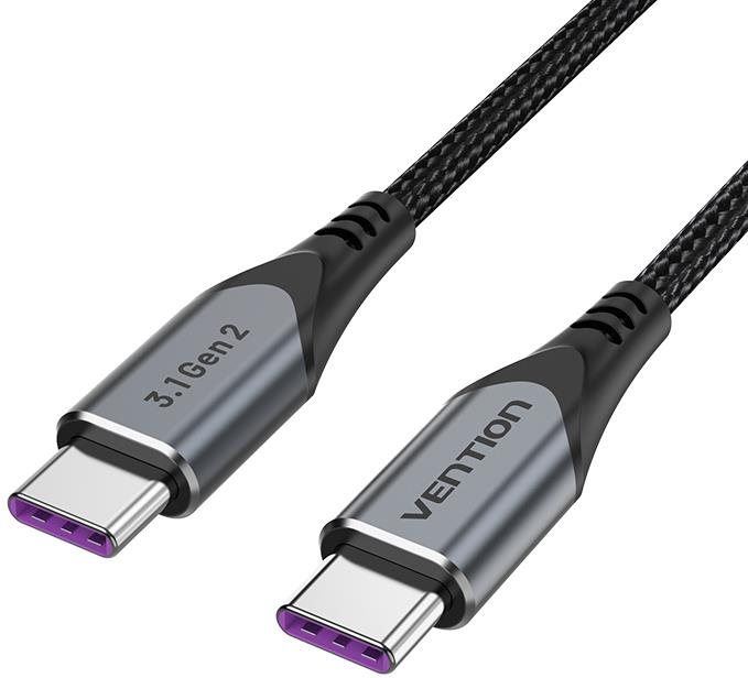 Datový kabel Vention USB-C 3.1 Gen 2 100W 10Gbps Cable 0.5m Gray Aluminum Alloy Type