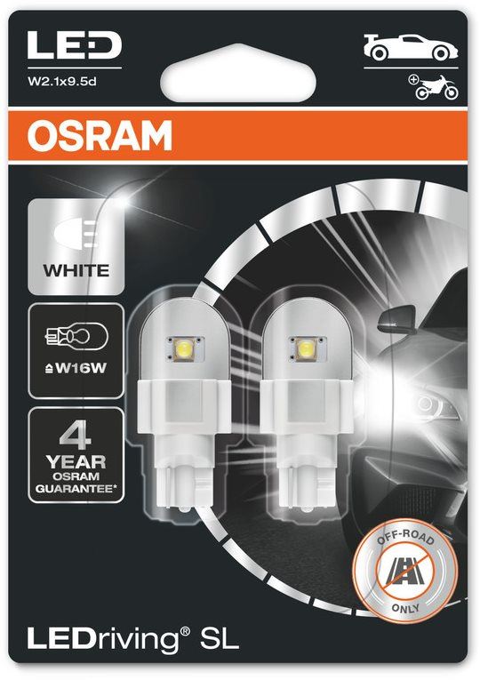 LED autožárovka OSRAM LEDriving SL W16W Studeně bílá 6000K 12V 2ks