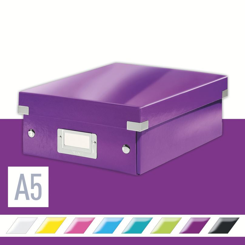 Archivační krabice LEITZ WOW Click & Store A5 22 x 10 x 28.2 cm, purpurová