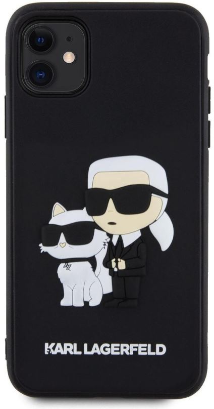 Kryt na mobil Karl Lagerfeld 3D Rubber Karl and Choupette Zadní Kryt pro iPhone 11 Black