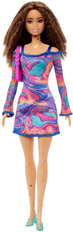 Panenka Barbie Modelka - Duhové marble šaty