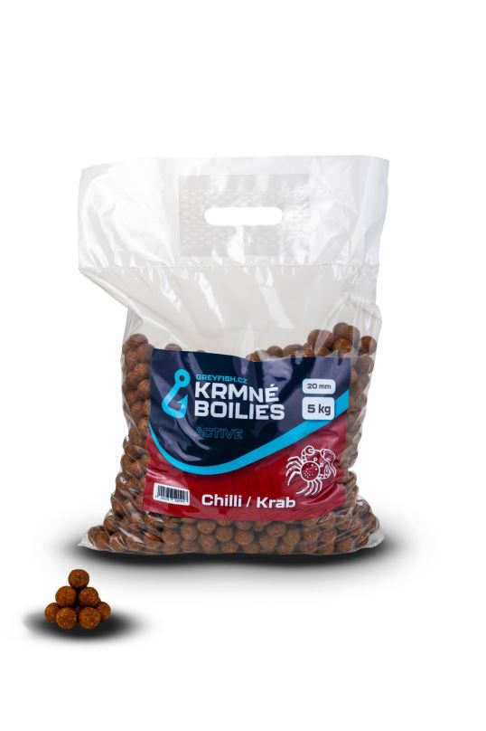 Greyfish Krmné boilies ACTIVE Chilli/Krab 5kg 20mm