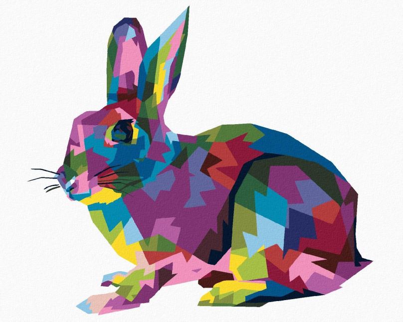 Malování podle čísel Pop-art králík, 40x50 cm, bez rámu a bez vypnutí plátna