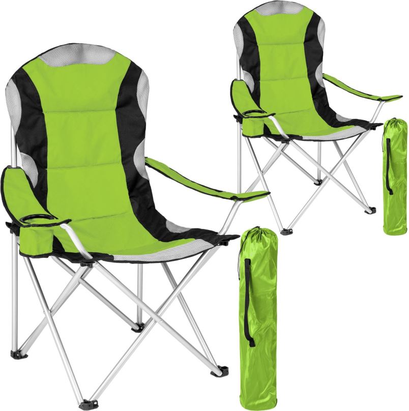 Kempingové křeslo 2 Kempingové židle polstrované zelené