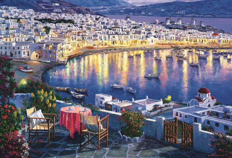 Puzzle Trefl Puzzle Mykonos za soumraku, Řecko 1500 dílků