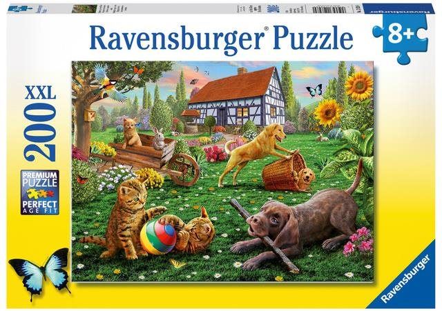 Puzzle Ravensburger puzzle 128280 Zvířata hrající si na dvorku 200 dílků
