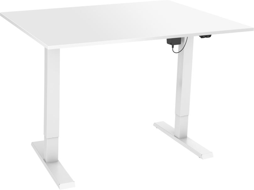 Výškově nastavitelný stůl AlzaErgo Table ET2.1 bílý + deska TTE-03 160x80cm bílý laminát