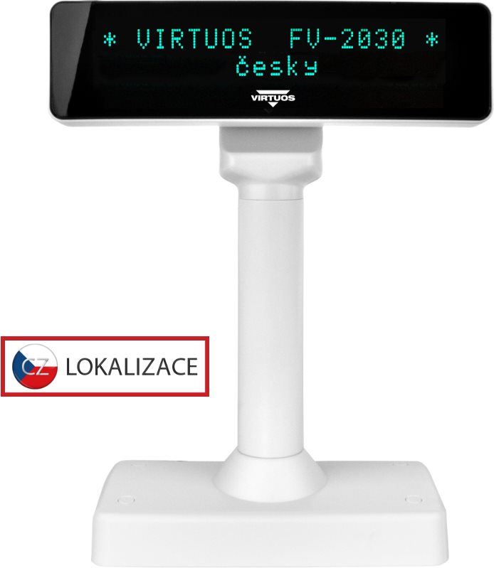 Zákaznický displej Virtuos VFD FV-2030W 2x20 9mm bílý