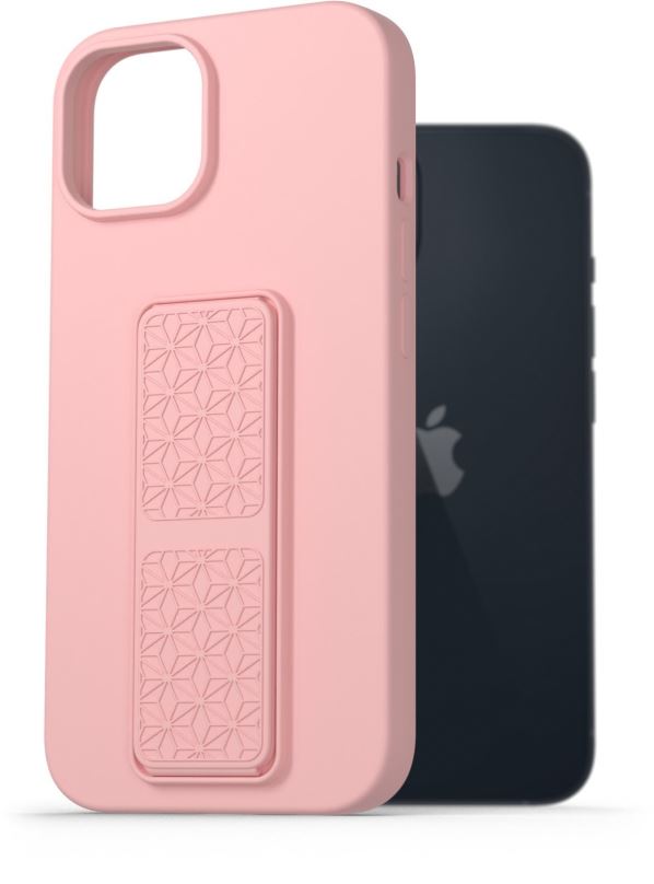 Kryt na mobil AlzaGuard Liquid Silicone Case with Stand pro iPhone 14 růžové