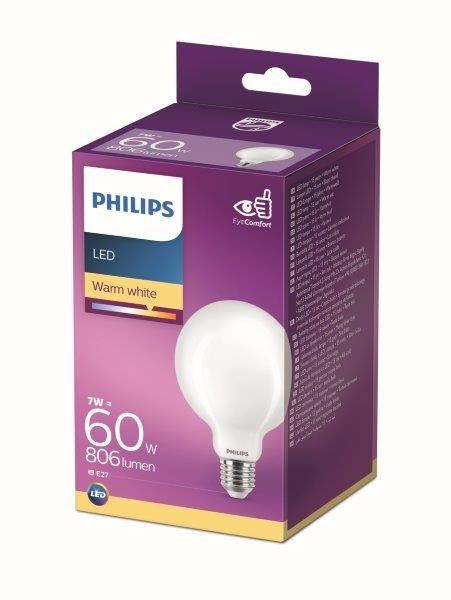Philips 8718699764692 LED žárovka 1x7W | E27 | 806lm | 2700K - teplá bílá, matná bílá, EyeComfort