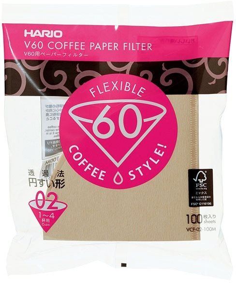 Filtr na kávu Hario Misarashi papírové filtry V60-02, nebělené, 100ks