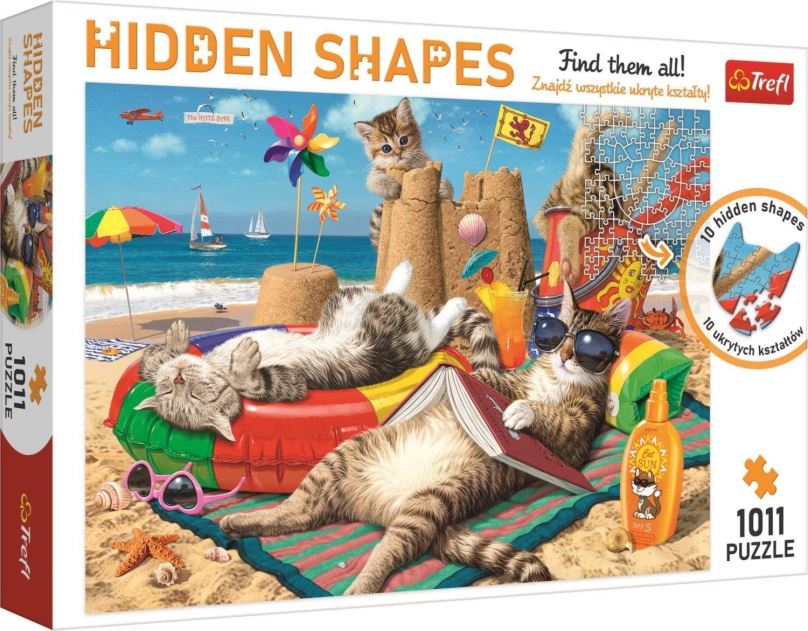 Puzzle Trefl Puzzle Hidden Shapes: Kočičí prázdniny 1011 dílků