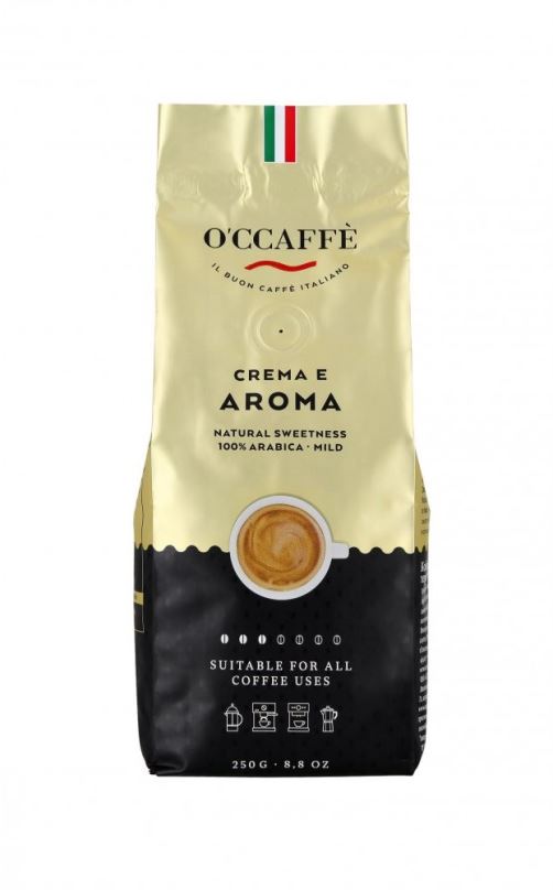 Káva O'Ccaffé Crema e Aroma 100% AR, zrnková, 250g