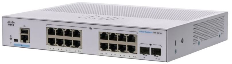 Switch CISCO CBS350 Managed 16-port GE, Ext PS, 2x1G SFP