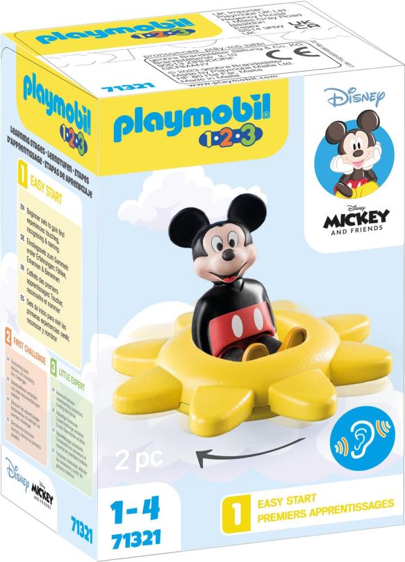 Stavebnice Playmobil 71321 1.2.3 & Disney: Mickeyho otočné slunce s funkcí chrastítka