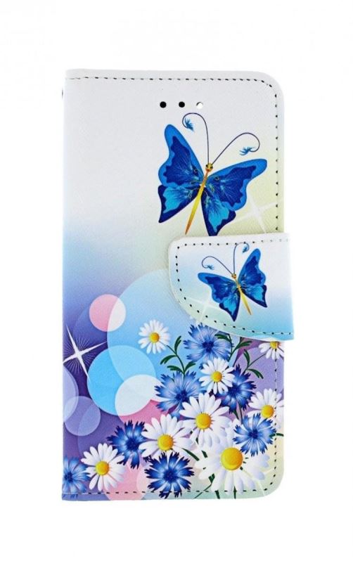 Pouzdro na mobil TopQ Pouzdro iPhone SE 2022 knížkové Bílé s motýlkem 74689