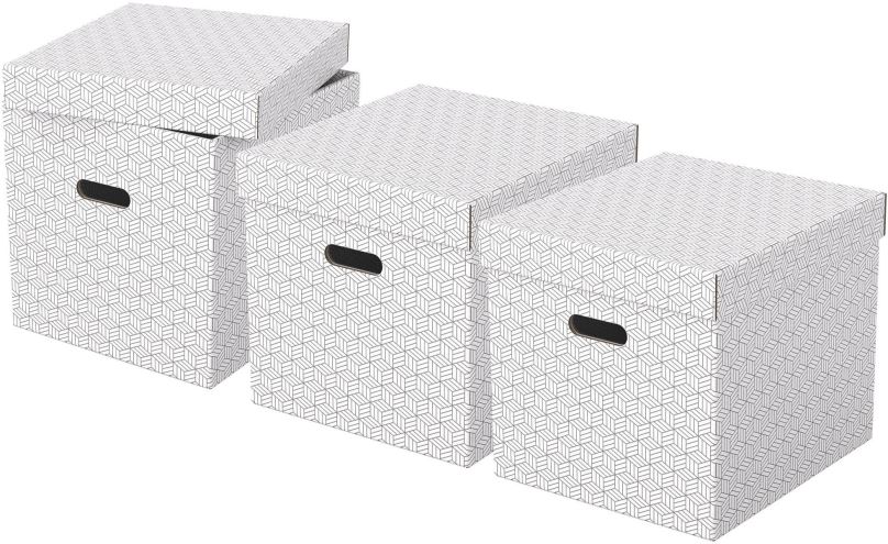 Archivační krabice ESSELTE Home, krychlová, 32 x 31.5 x 36.5 cm, bílá - set 3 ks