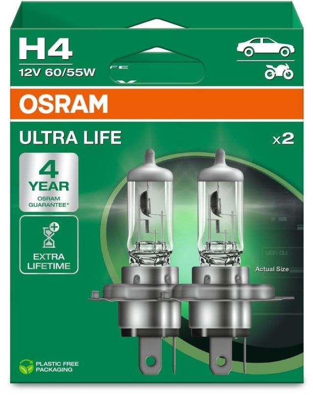 Autožárovka OSRAM Ultra Life H4 60/55W P43t 2ks