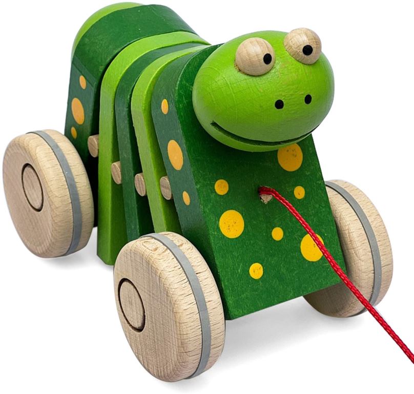 Tahací hračka Ulanik Žába na provázku klapačka
