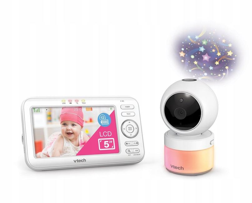 Dětská chůvička VTech VM5563, dětská video chůvička s projektorem a otočnou kamerou