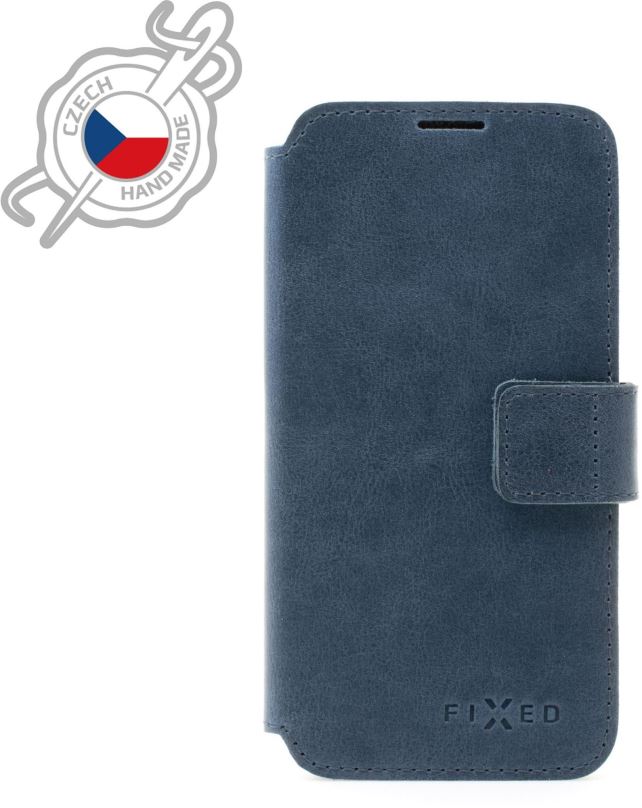 Pouzdro na mobil FIXED ProFit z pravé hovězí kůže pro Samsung Galaxy S21+ modré