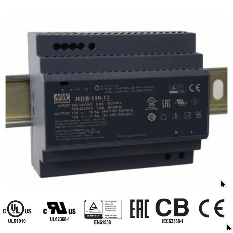 Mean Well HDR-150-12 Zdroj na DIN 135W 12V