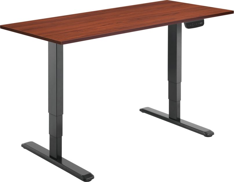 Výškově nastavitelný stůl AlzaErgo Table ET1 NewGen černý + deska TTE-01 140x80cm hnědá dýha