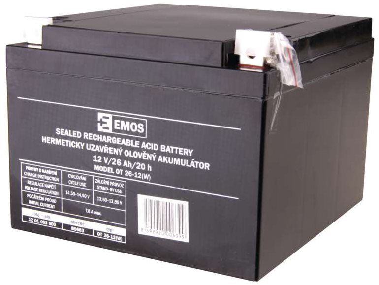 Baterie pro záložní zdroje EMOS Bezúdržbový olověný akumulátor 12 V/26 Ah L2