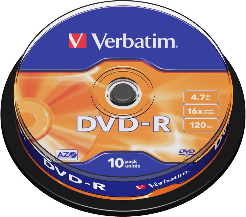 Média VERBATIM DVD-R AZO 4,7GB, 16x, spindle 10 ks