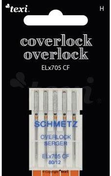 Jehly do šicího stroje Jehly pro overlocky/coverlocky Texi overlock/coverlock ELx705 CF 5x80