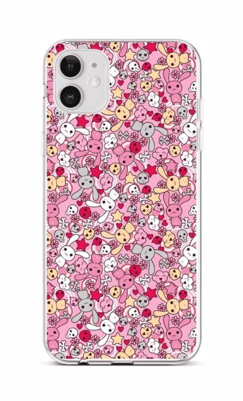 Kryt na mobil TopQ iPhone 12 silikon Pink Bunnies 55318