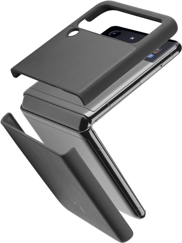 Kryt na mobil Cellularline Fit Duo pro Samsung Galaxy Z Flip4 PU kůže černý