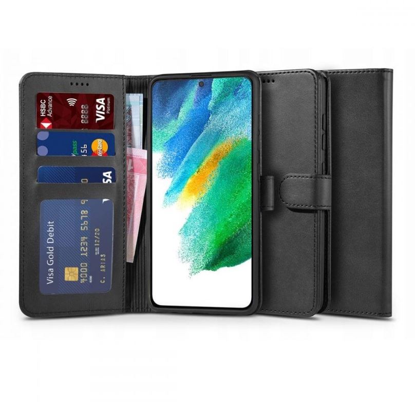 Pouzdro na mobil Tech-Protect Wallet knížkové pouzdro na Samsung Galaxy S21 FE, černé