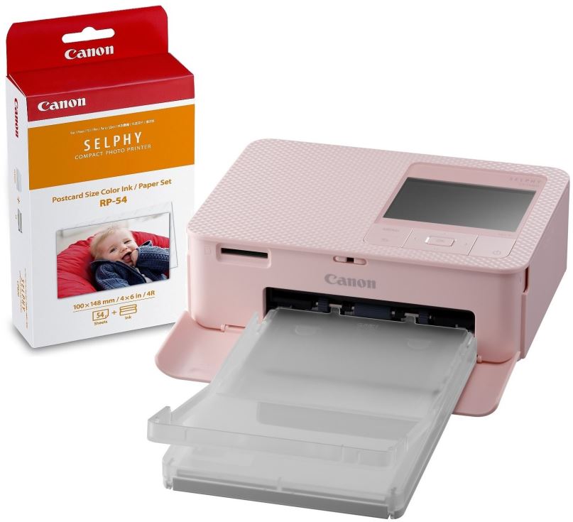 Termosublimační tiskárna Canon SELPHY CP1500 růžová + papíry RP-54