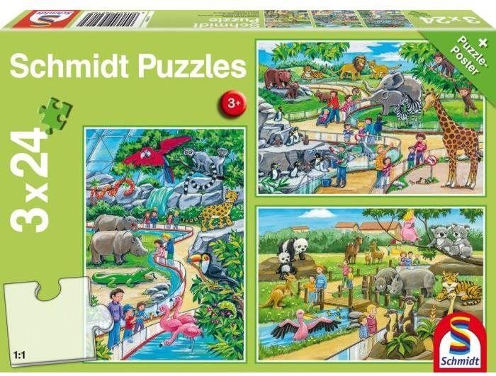 Puzzle Schimdt Puzzle Den v zoo 3x24 dílků