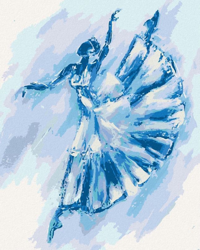 Malování podle čísel Abstraktní modrá baletka, 80x100 cm, bez rámu a bez vypnutí plátna
