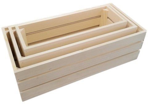 Úložný box AMADEA Dřevěná sada 3 bedýnek z masivního dřeva, 50x15x24 cm