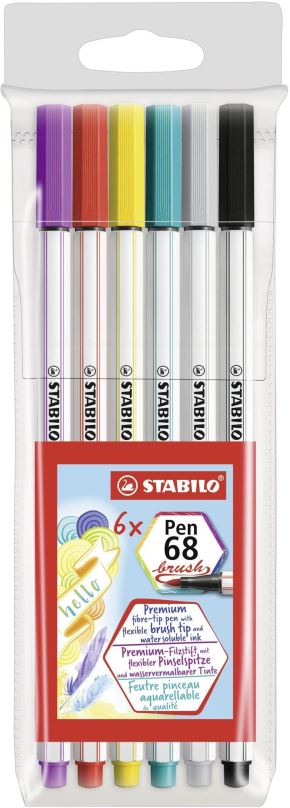 Fixy STABILO Pen 68 brush pouzdro 6 barev