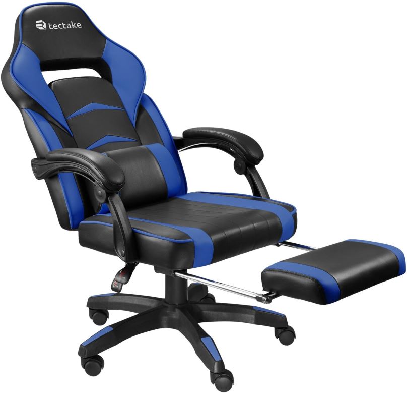 Herní židle Herní kancelářská židle Comodo s podnožkou, černá/modrá