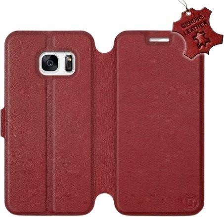 Kryt na mobil Flip pouzdro na mobil Samsung Galaxy S7 - Tmavě červené - kožené -   Dark Red Leather